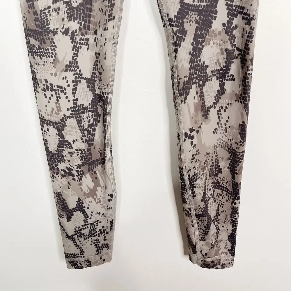 Vimmia Womens Small Gray Brown Snakeprint Leggings Animal Print Workout Yoga